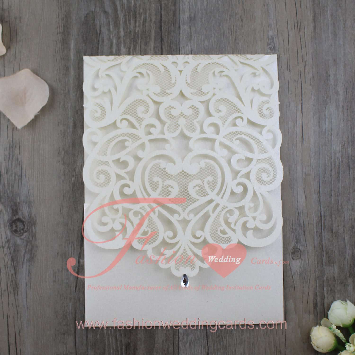 Personalised Laser Cut Pocked Fold Wedding Invitations